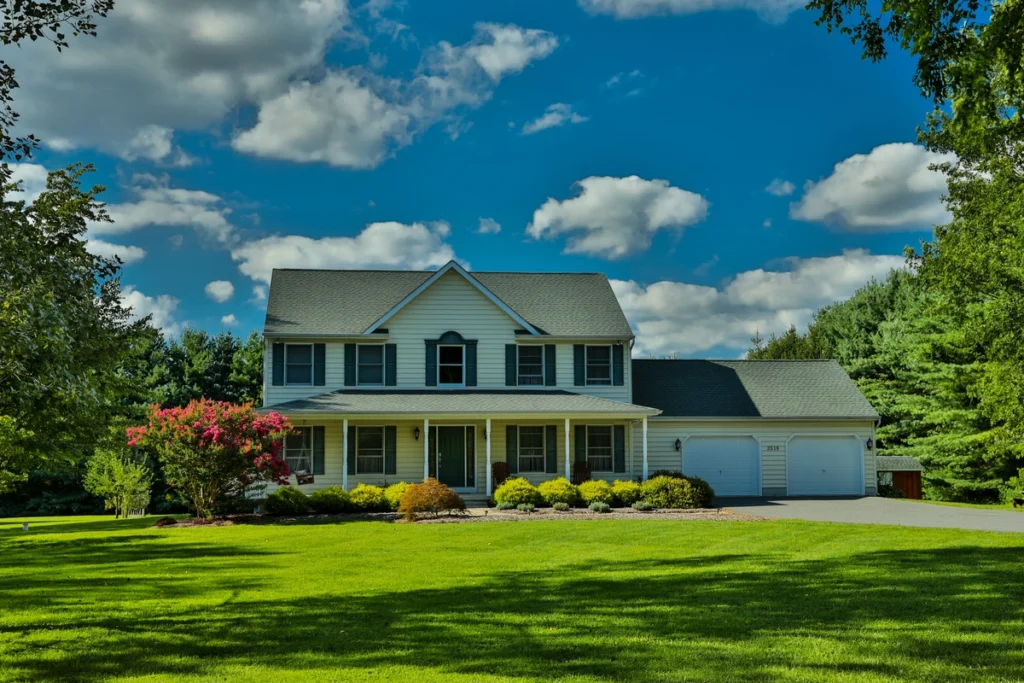 beautiful landscaping of the family house