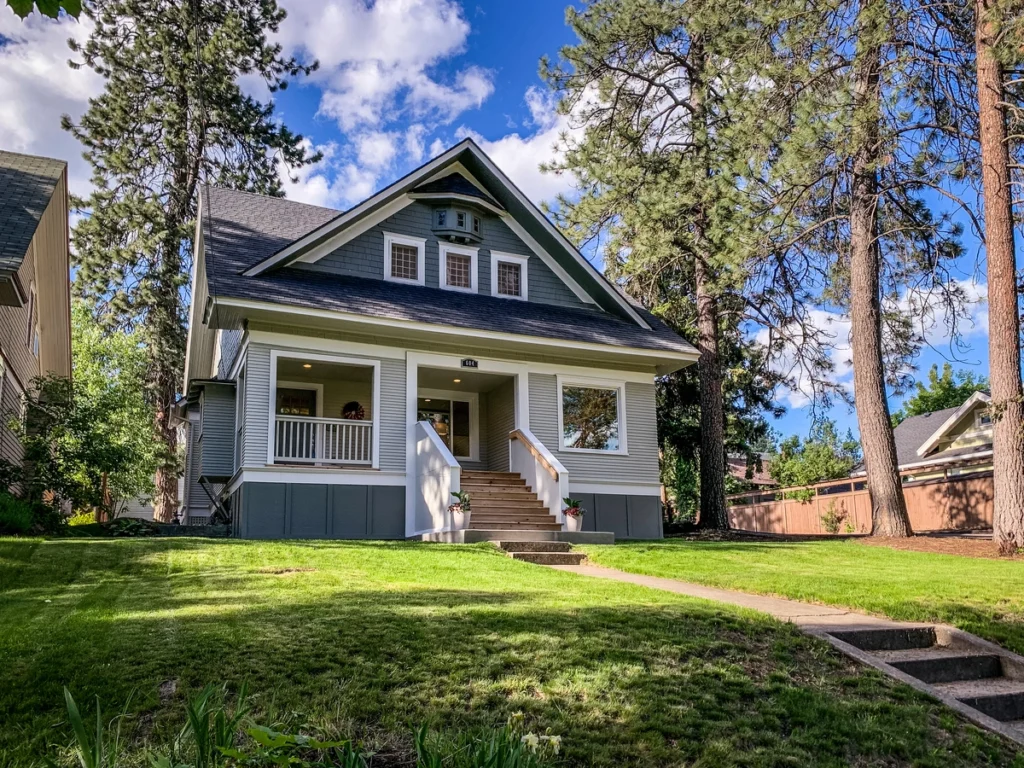 residential house roof with a yard