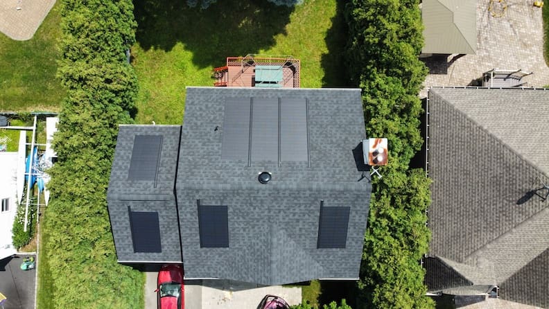solar shingles on asphalt roof