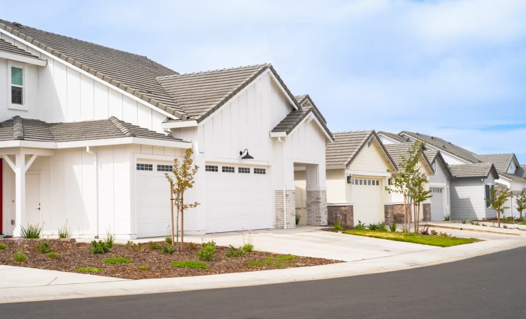 single family houses with white siding