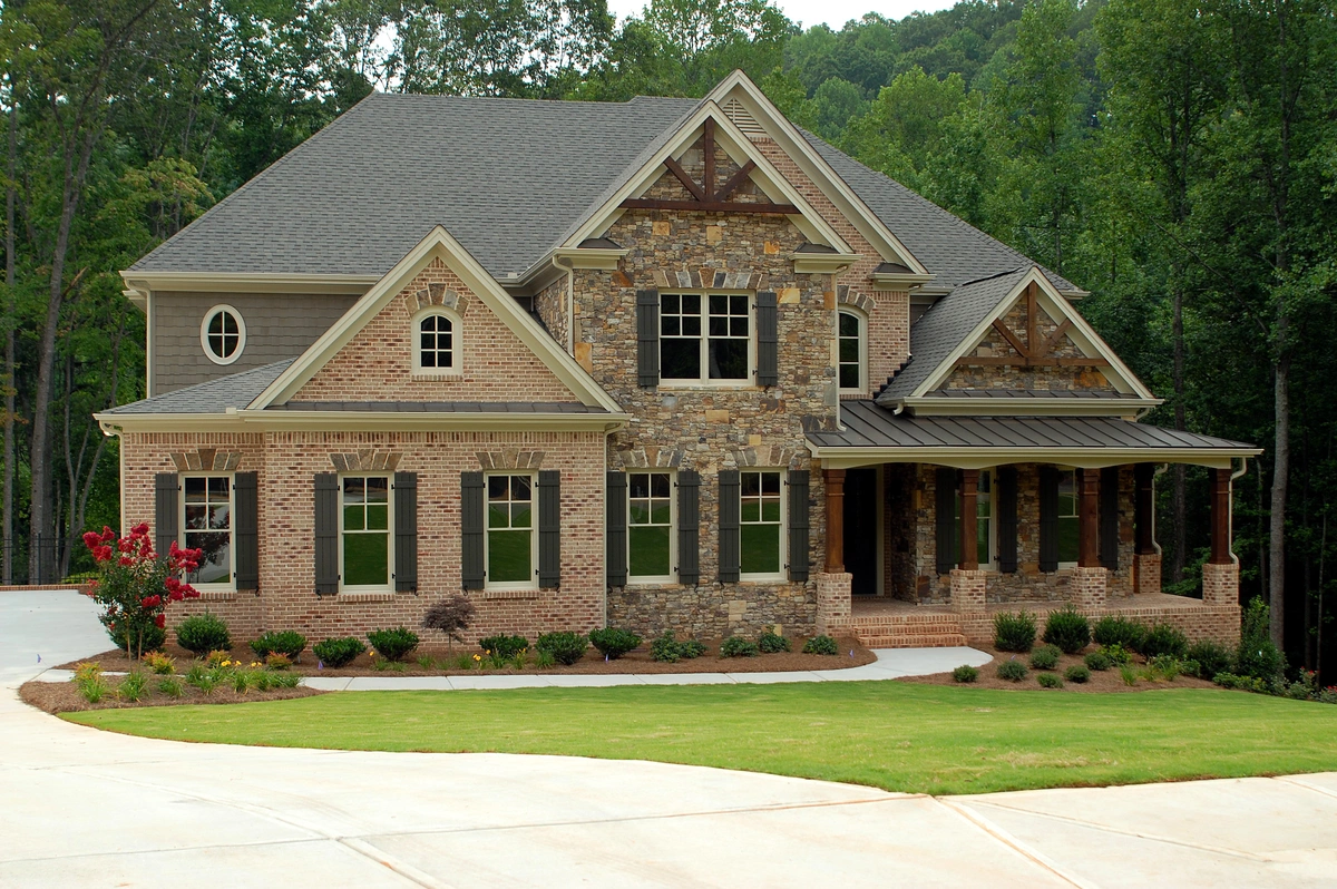 new roof of half brick half stone house
